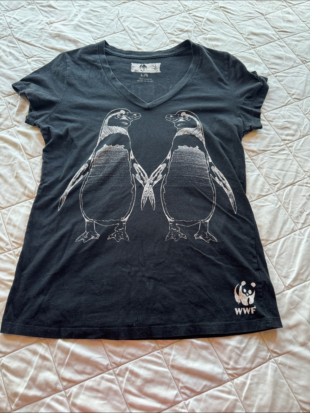 WWF Women's Black Penguin Graphic Short Sleeve Tee